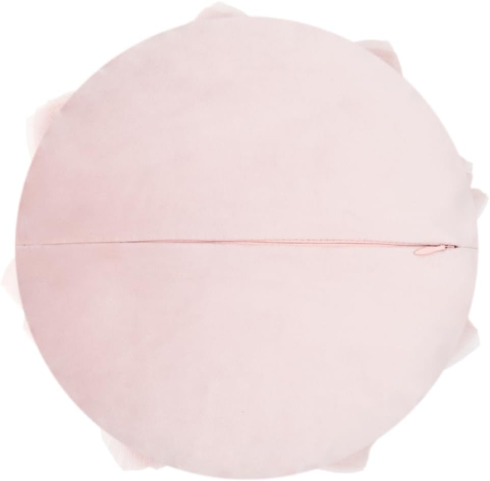 Handmade 3D Blush Pink Flower Pillow Cute Decorative Round Velvet Throw Pillows Modern Boho Farmhouse Accent Cushion for Bed Couch Car Bedroom Living Room Home Decor Gift 12 Inch Rose Gold