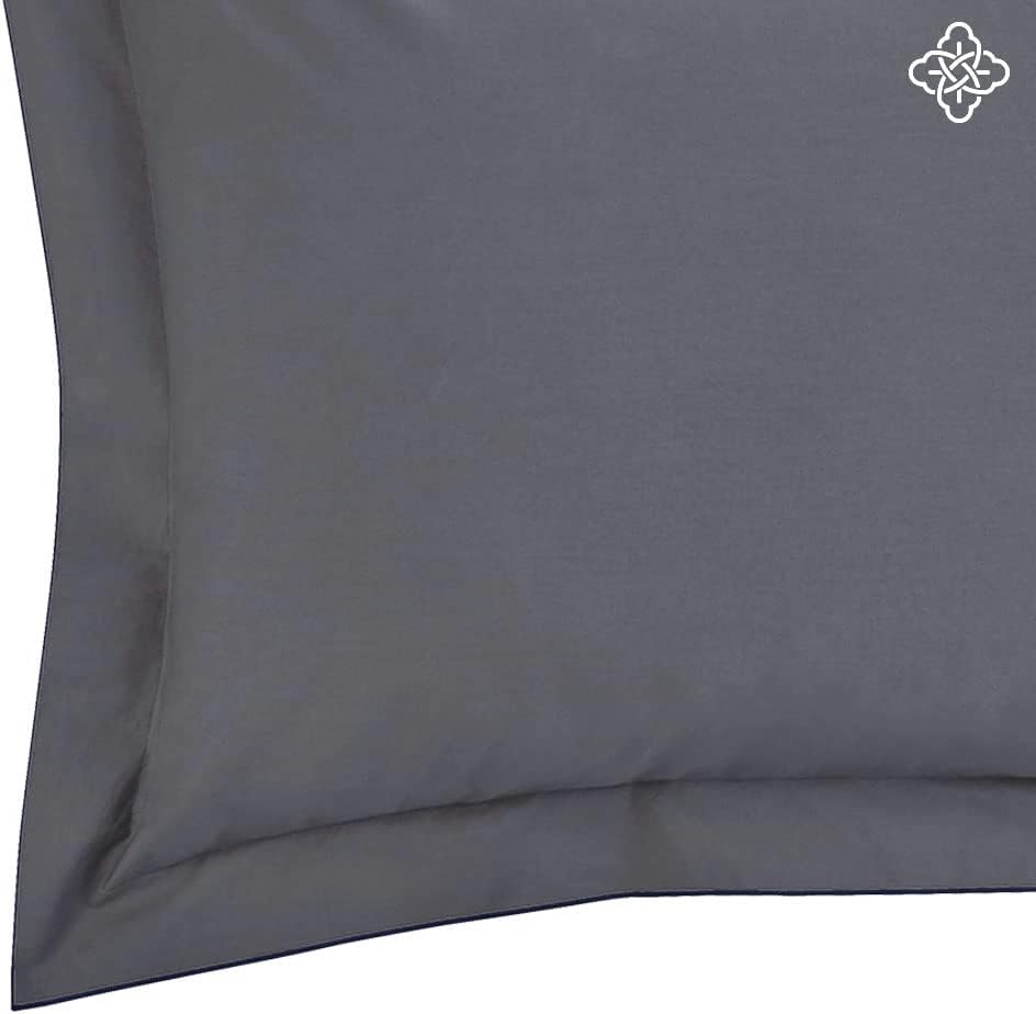 BIOWEAVES 100% Organic Cotton King Pillow Shams 300 Thread Count Soft Sateen Weave GOTS Certified – King Size, Set of 2, Grey