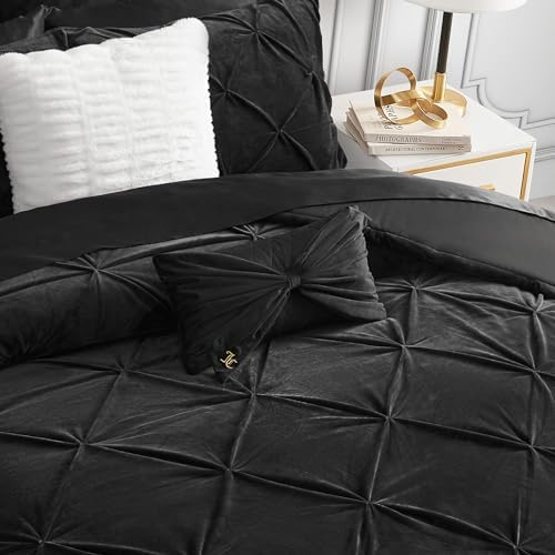 Juicy Couture Rectangle 1-Piece Decorative Accent, Premium Reversible Throw Pillow, Living Room and Bedroom Décor, 10"x18", Velvet Bow-Black