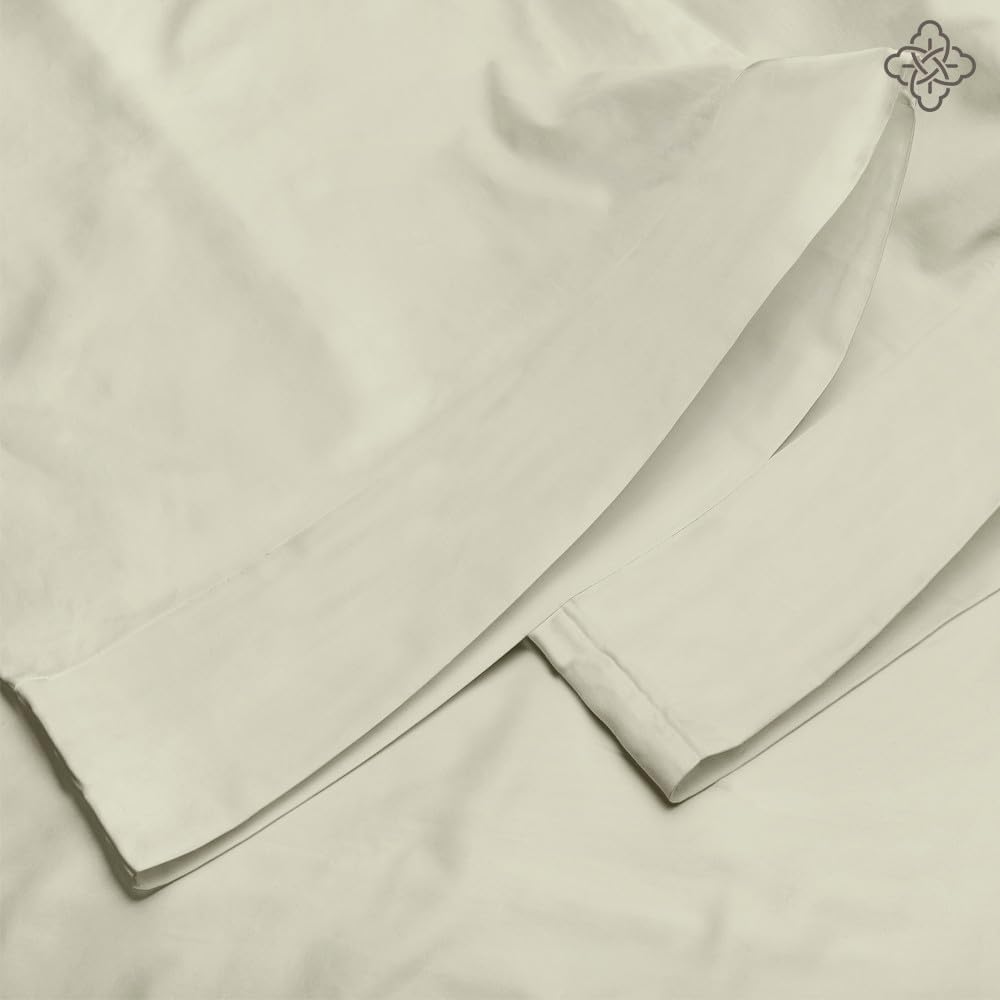 Bioweaves 100% Organic Cotton Pillow Cases 300 Thread Count Soft Sateen Weave GOTS Certified – Standard/Queen Size, Set of 2, Sand