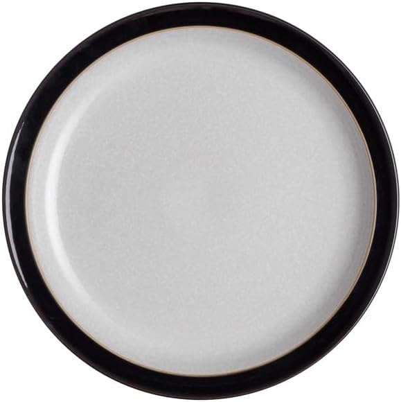 Denby - Elements Black Dinner Plates Set of 4 - Contemporary Design - Ceramic Stoneware Tableware - Dishwasher & Microwave Safe - Scratch Resistant - 10.4in Large Everyday Dinnerware Plates