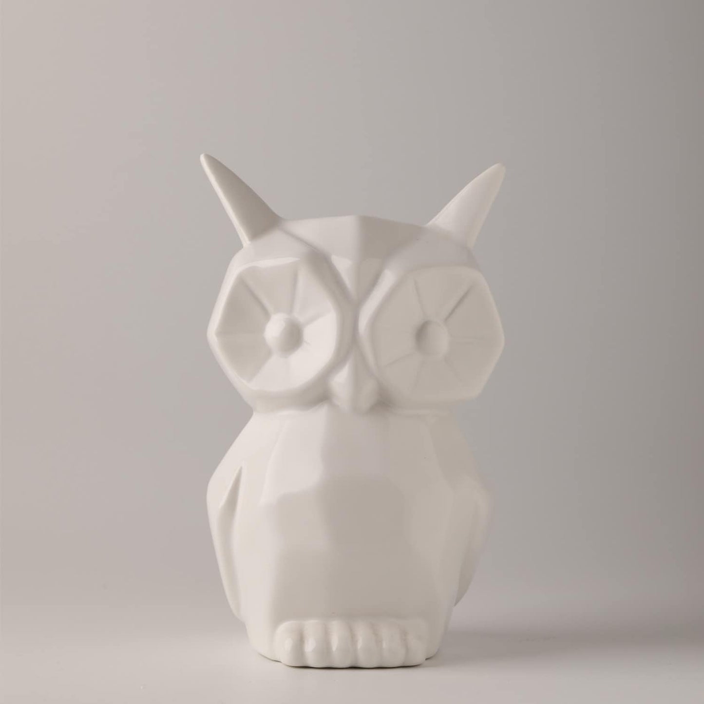 GOODSTART Glazed Ceramic Owl Statue for Home Decor - Modern Bird Figurine for Cabinet, Fireplace Mantel, Living Room, Bedroom - Ornaments and Gifts for Owl Lovers (White)