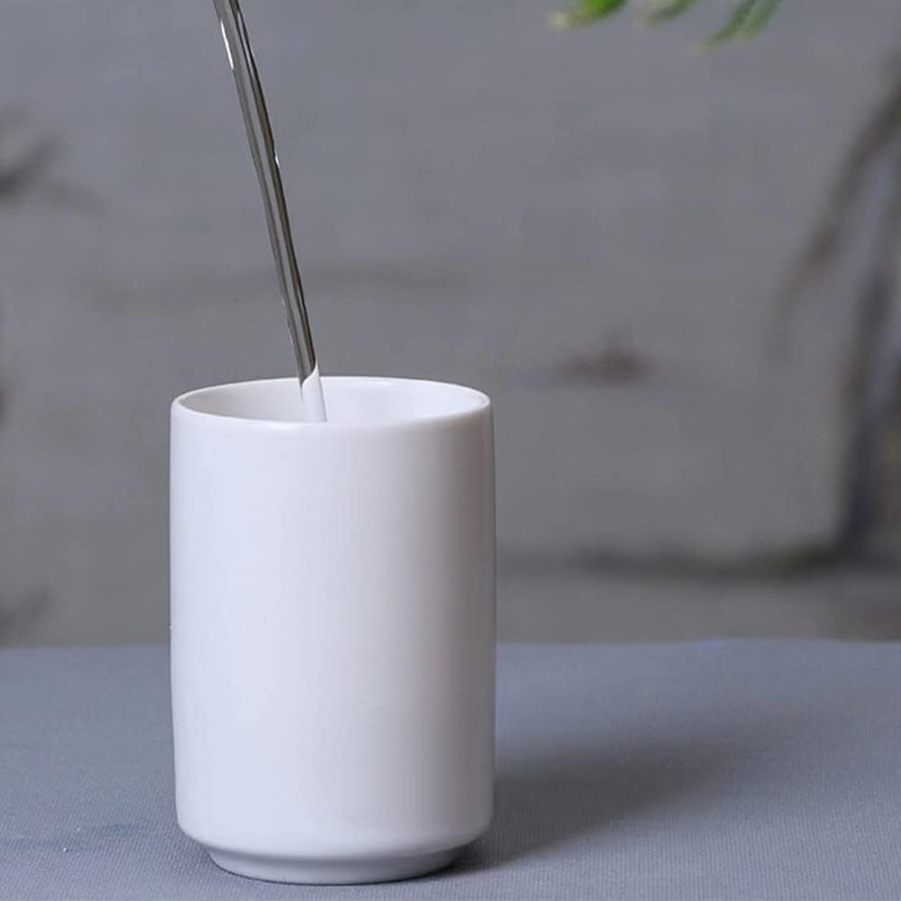 Japanese Style Ceramic Tea Cup, Handleless Ceramic Mug, Matte Glazed Couple Cup, Suitable for Drinking Water, Tea, Coffee (White)
