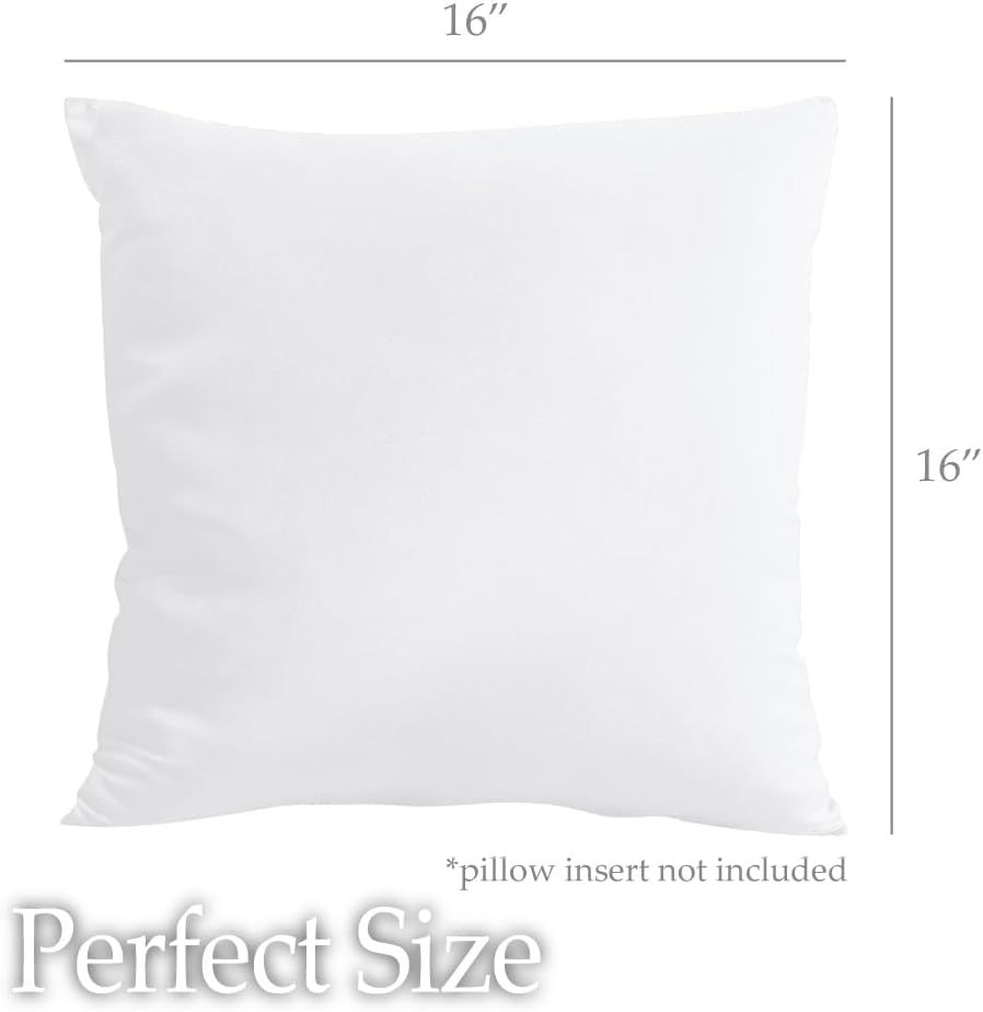 lalaLOOM Velvet Throw Pillow Covers, Set of 2 Decorative Square Pillows Home Decor, Soft Accent Cases, Silky Machine Washable Pillowcases for Sofa, Couch, Bedroom, Living Room, 16x16, White