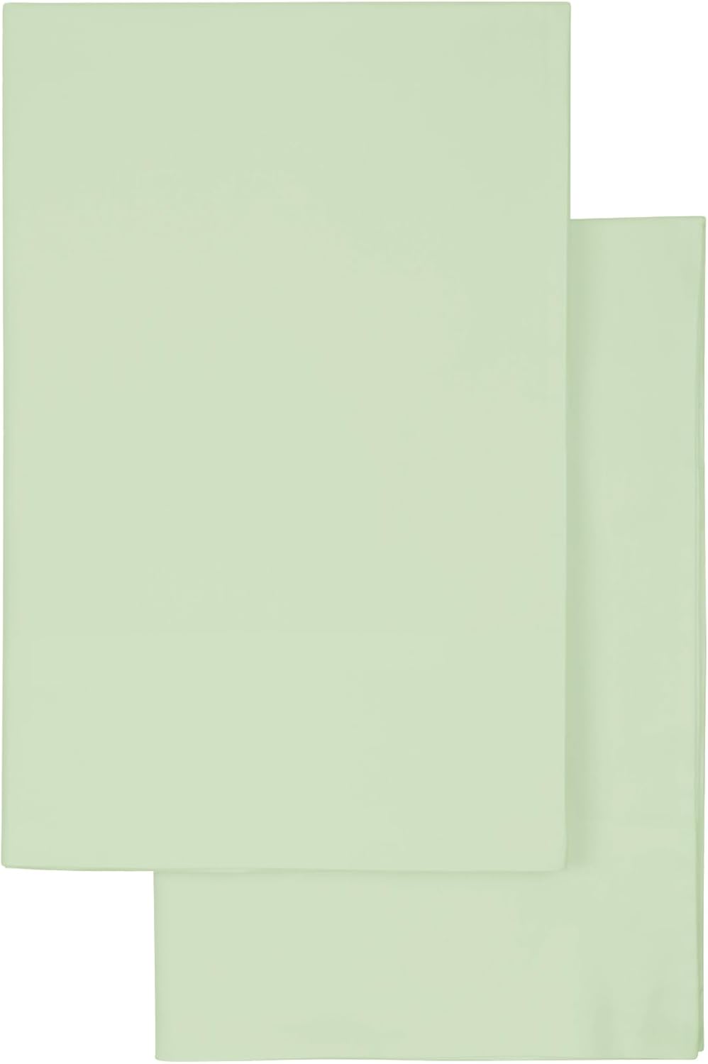 Bioweaves 100% Organic Cotton Pillow Cases 300 Thread Count Soft Sateen Weave GOTS Certified – Standard/Queen Size, Set of 2, Pastel Green