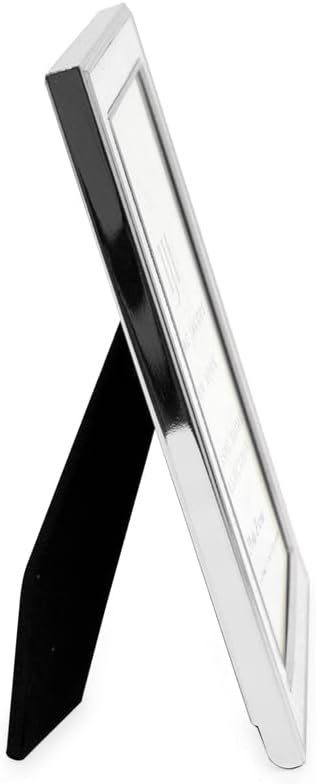 Isaac Jacobs 4x6 White Textured Leather (Vertical & Horizontal) & Silver Metal Picture Frame, with Black Fabric Easel, Wall-Mountable, Made for Tabletop, Home or Office (4x6, White W/ Silver)