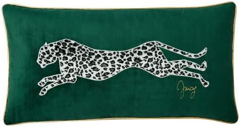 Juicy Couture Rectangle 1-Piece Decorative Accent, Premium Reversible Throw Pillow, Living Room and Bedroom Décor, 14"x24", Green