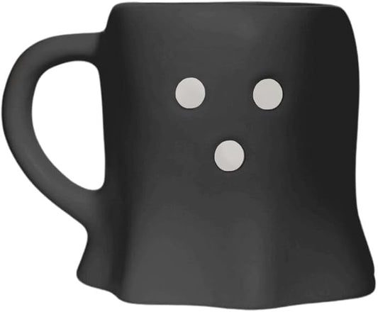 Sweet Water Decor Halloween Ghost Coffee Mug, 12oz Black Ceramic Fall Mug, Cute Spooky Season Drinkware for Coffee, Tea & Cocoa, Microwave & Dishwasher Safe, Gift for Women & Men