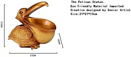 Creative Resin Statues The Pelican Statue Birds Figurines,Cell Phone and Keys Holder Adornments for Home & Office Desk Decor 8.1" inches (Silver)