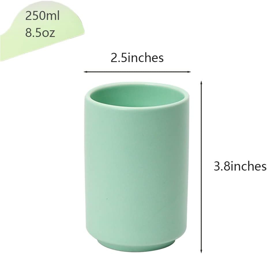 Japanese Style Ceramic Tea Cup, Handleless Ceramic Mug, Matte Glazed Couple Cup, Suitable for Drinking Water, Tea, Coffee (Light Green)