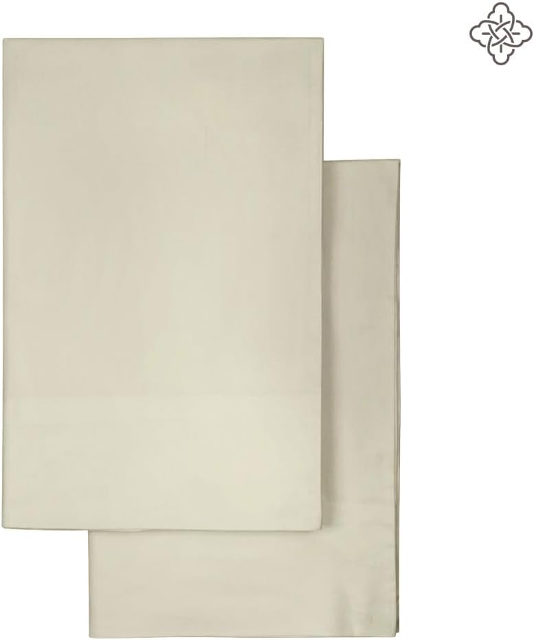 Bioweaves 100% Organic Cotton Pillow Cases 300 Thread Count Soft Sateen Weave GOTS Certified – Standard/Queen Size, Set of 2, Sand