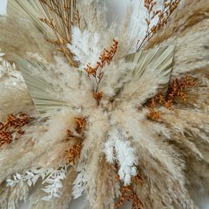 1pc 88.9cm Natural Pampas Grass Wall Hanging, 35 Inch Dried Reed Bouquet, Beige to Brown, Bohemian Home Decor (Desert Whisper)