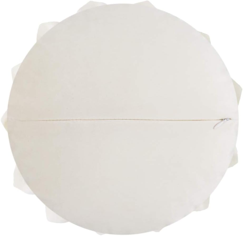 Decorative Throw Pillow 3D Flower Round Pillow Accent Handmade Cushion with Insert Included for Couch Bed Home Decor 12 Inch Cream White