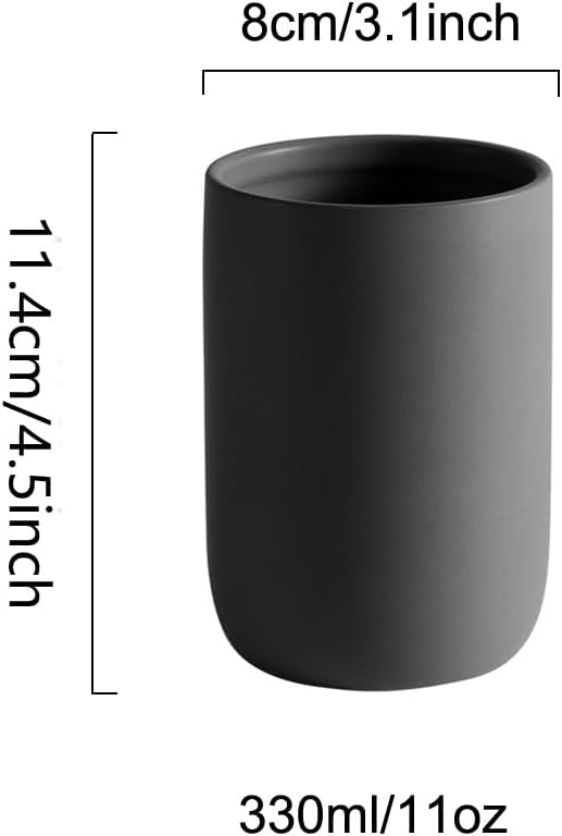 Japanese Simple Black and White Style, handleless Ceramic Mug, Toothbrush Holder, wash Cup, Large Capacity, Thickened and Enlarged Drinking Cups 11 oz(330ml) (Grey)