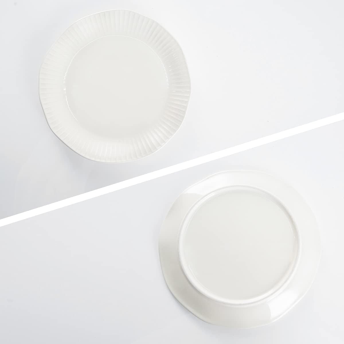 Hasense Dinner Plates, 10 Inch Ceramic Dishes Set of 4 for Kitchen, Porcelain Plates for Restaurant, Microwave Oven and Dishwasher Safe, Ivory