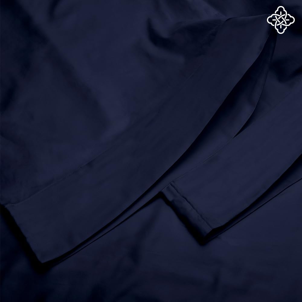 BIOWEAVES 100% Organic Cotton Pillow Cases 300 Thread Count Soft Sateen Weave GOTS Certified – Standard/Queen Size, Set of 2, Navy Blue