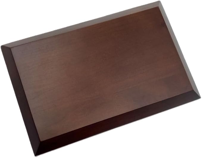 Dark Brown Solid Cherrywood Pedestal, Rectangular Wood Display Base with Bevel, Vintage Decor Wooden Riser for Display (9" x 6" x 7/8")