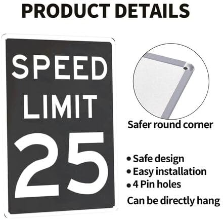 Night-time Speed Limit 25 Mph Sign,Warning Traffic Road Street Metal Tin Sign,Weather/Fade Resistant Rust Free,for Indoor/Outdoor Use 12x8 Inch Vintage
