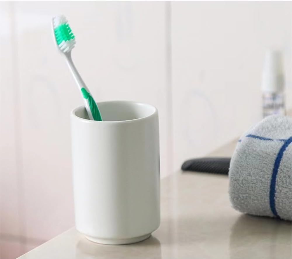 Japanese simple black and white style, handleless ceramic mug, tea cup, toothbrush holder, coffee cups (White)