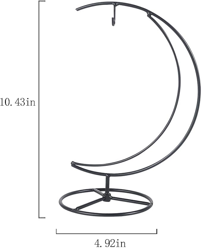 Ornament Display Stand Air Plant Stand Iron Hanging Stand Flower Pot Stand Rack Holder for Hanging Glass Globe Witch Ball Terrarium Christmas Ornament and Home Wedding Decoration(Black) (Moon)