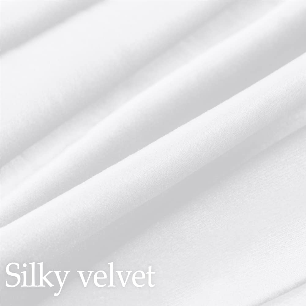 lalaLOOM Velvet Throw Pillow Covers, Set of 2 Decorative Square Pillows Home Decor, Soft Accent Cases, Silky Machine Washable Pillowcases for Sofa, Couch, Bedroom, Living Room, 16x16, White