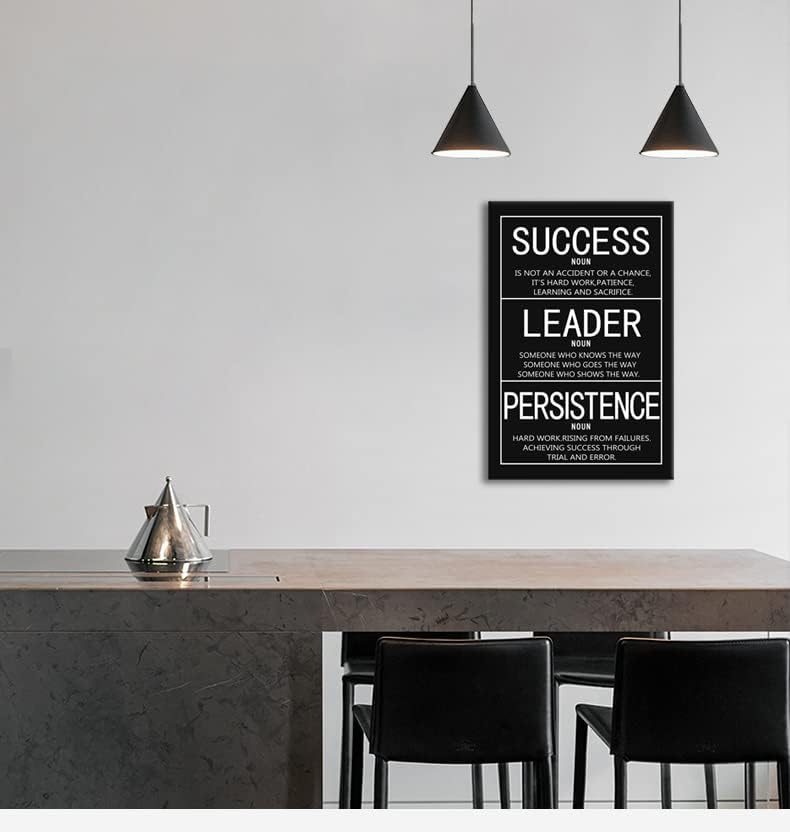 Inspirational Framed Office Canvas Wall Art Motivational Entrepreneur Positive Quotes Success Noun Leader Noun Persistence Noun Paintings Artwork Home Classroom Wall Decor [12"W X 18"H]
