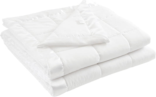 Madison Park Windom Down Alternative Blanket, Premium 3M Scotchgard Moisture Wicking Treatment, Lightweight and Soft Bed Cover For All Season, Satin Trim, White Twin