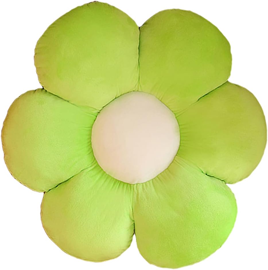 lannery Flower Plush Throw Pillows, Flower Floor Pillow Seating Cushion Toy for Reading, Room, Watching TV (25.6", Green)