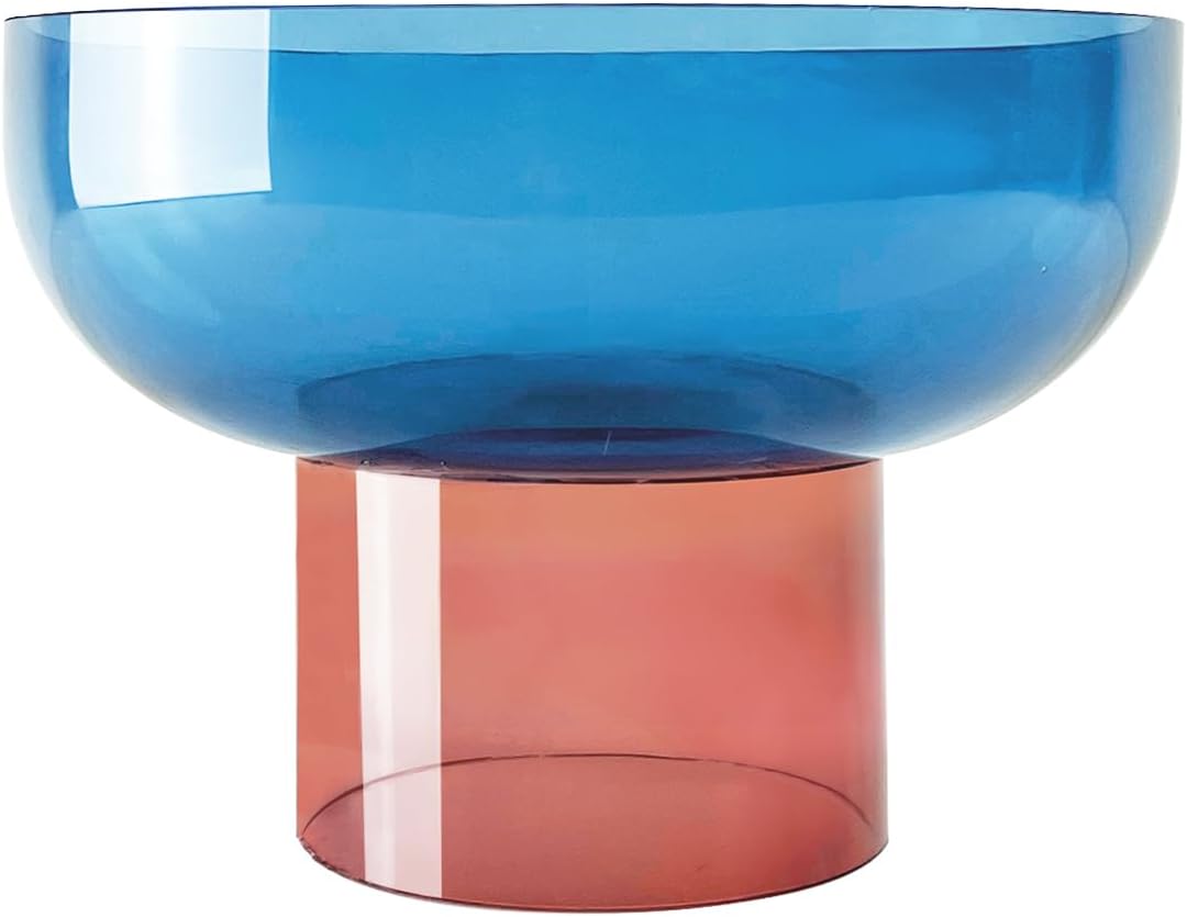 Cloudnola Reversible Decorative Glass Bowl, Blue and Pink, 12" dia x 8", For Entertaining, Fruit Bowl, Centerpiece Bowl, Ideal Gift for Weddings, Birthday, Anniversary or Any Occasion