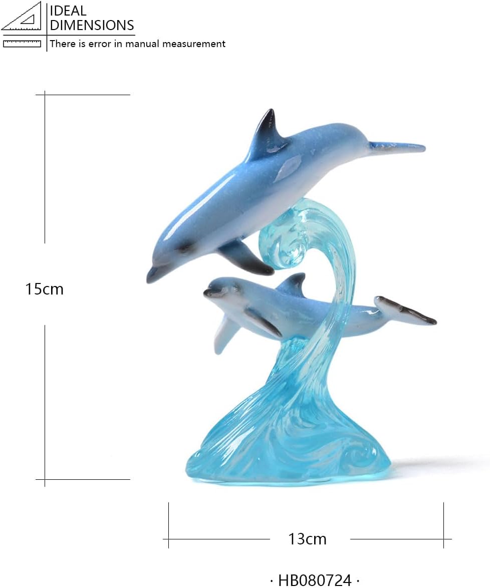 HAUCOZE Dolphin Decor Figurine Ocean Statue Sculpture Modern Arts Gifts Polyresin 5.9 inch