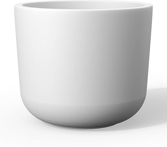Kante Round Concrete Planter, 13.2 Inch Dia Classic Style Large Plant Pot with Drainage Hole for Indoor & Outdoor Plants, Ideal for Home, Patio, Garden, White