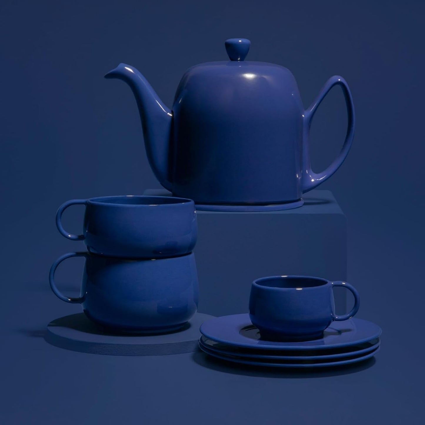 Degrenne Salam Luxury French Tea Pot - Porcelain Teapot with Stainless Steel Cover, Ceramic Tea Kettle for Loose Tea, Removable Infuser, 6 Cup Capacity, 36oz - Monochrome Rose