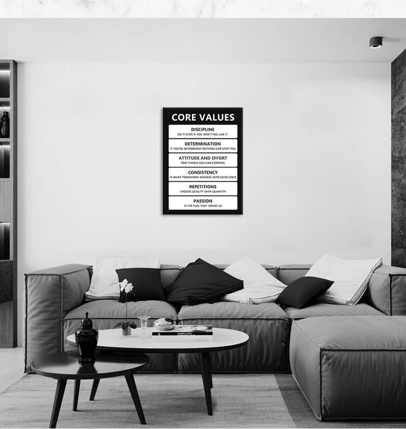 Core Values Inspirational Canvas Wall Art Office Wall Decor Inspiration Poster Motivational Painting Prints Artwork Wall Pictures for Living Room Home Decor Framed Ready to Hang[30″W X 40″H]