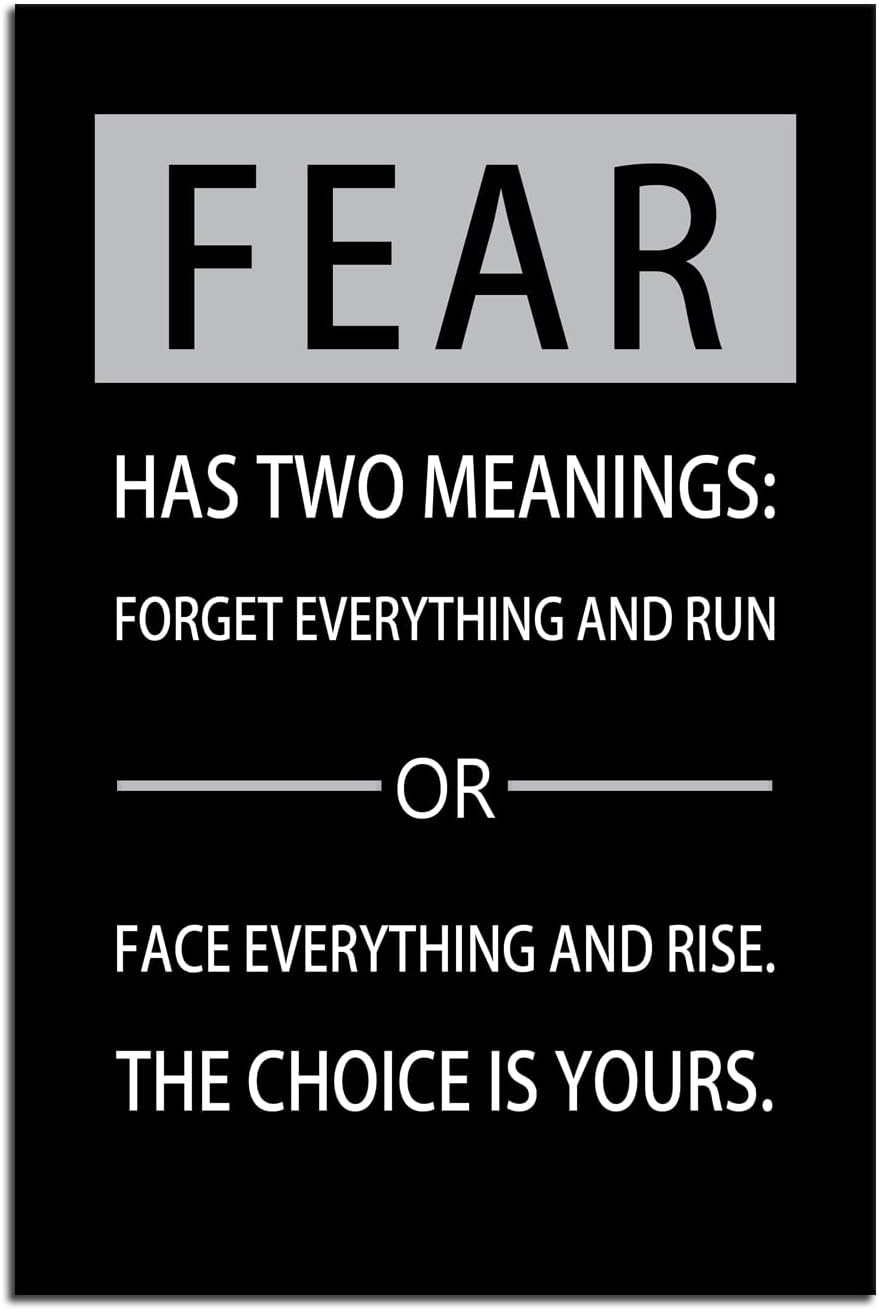 Inspirational Wall Art Motivational Canvas Painting Entrepreneur Quotes Fear Has Two Meanings Poster Prints Wall Pictures for Living Room Home Decor Office Framed Ready to Hang [24''W x 36''H]