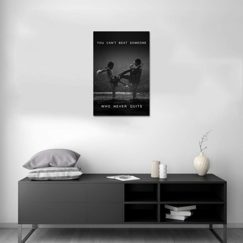 Inspirational Wall Art Motivational Fighting Canvas Painting Muay thai Pictures Thai Boxing Posters and Prints Artwork Modern Inspiring Office Living Room Sport Gym Decorations Framed (12" Wx16 H)