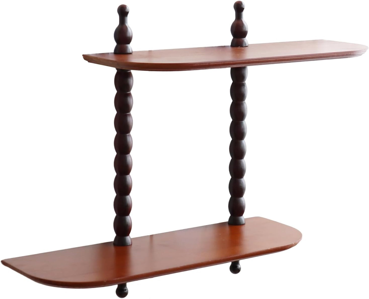 FRIADE 2-Tier Wall Mounted Floating Shelf with Two Roman Column,Decorative Display Shelf for Entrance,Bathroom, Bedroom, Living Room, Kitchen,Office (Brown)