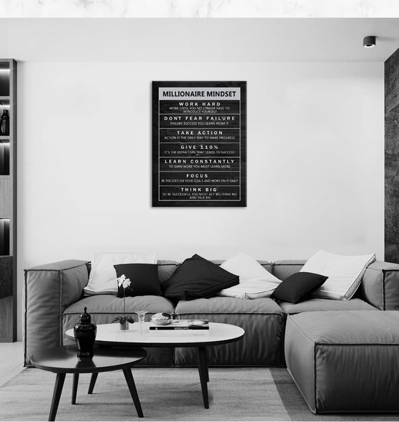 Inspirational Canvas Wall Art Motivational Painting Positive Entrepreneur Quotes Poster Millionaire Mindset Pictures Print Wall Decor Artwork for Office Bedroom Framed[30"W X 40"H]