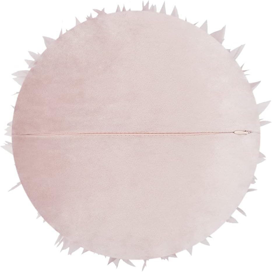 Handmade 3D Pink Flower Round Velvet Throw Pillows Aesthetic Decorative Daisy Accent Pillowcase Cute Soft Cushion for Bed Couch Sofa Car Living Room Bedroom Home Decor Gift 14 Inch Rose Gold