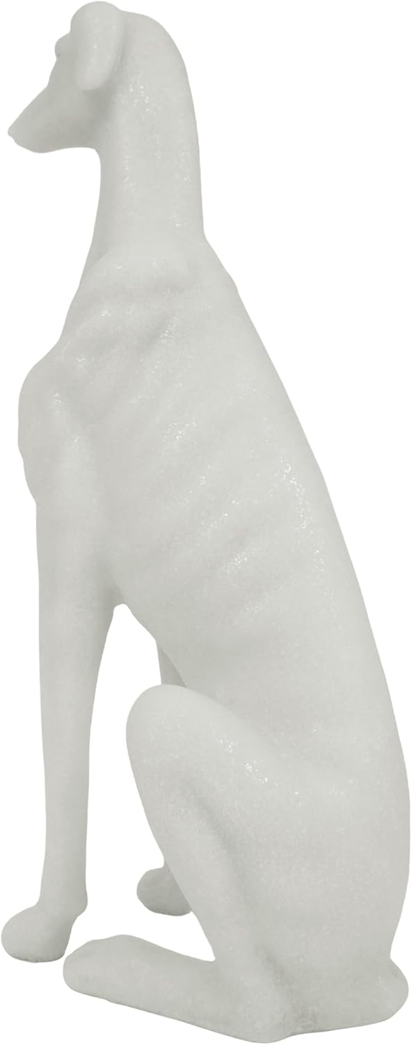 Greyhound Sculpture, White Resin Dog Statue for Home Decor, Coffee Table, Entryway Table, Bookshelf, Living Room, Gifts for Dog Lovers Housewarmings, 14.5 Inch Tall