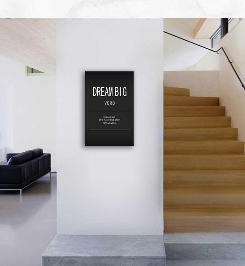 Inspirational Wall Art Office Wall Decor Dream Big Verb Motivational Posters Painting Quotes Print Canvas Artwork Pictures Wall Decor Classroom Living Room Decor Framed Ready to Hang[24" W x 36" H]