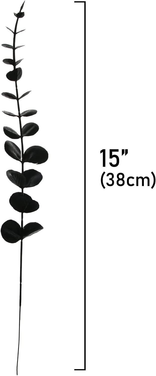 Tinsow 26 Pcs Black Artificial Eucalyptus Stems Faux Halloween Flowers Eucalyptuses Real Touch Leaf Centerpiece Home Decor (26, Black)