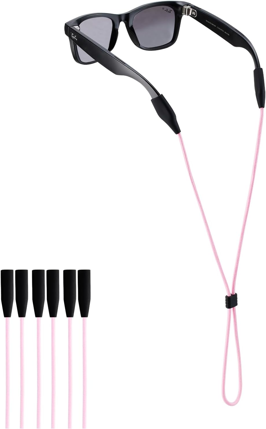 Glasses Strap for Ray-Ban Meta & Wide Frame Glasses – 3pcs Adjustable Sunglasses Straps Cords for Men Women kids-Eye Glasses Holders Around Neck, Lanyard String Chain Rope for Sports(Pink)
