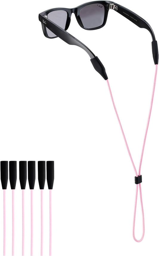 Glasses Strap for Ray-Ban Meta & Wide Frame Glasses – 3pcs Adjustable Sunglasses Straps Cords for Men Women kids-Eye Glasses Holders Around Neck, Lanyard String Chain Rope for Sports(Pink)