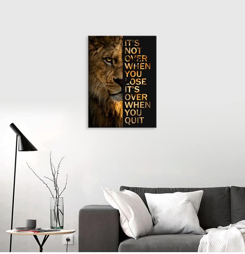 Inspirational Lion Wall Art Picture Entrepreneur Quotes Motivational Animal Painting Poster Print Canvas Wall Artwork for Bedroom Living Room Office Decor Frame Ready to Hang[18" W x 24" H]
