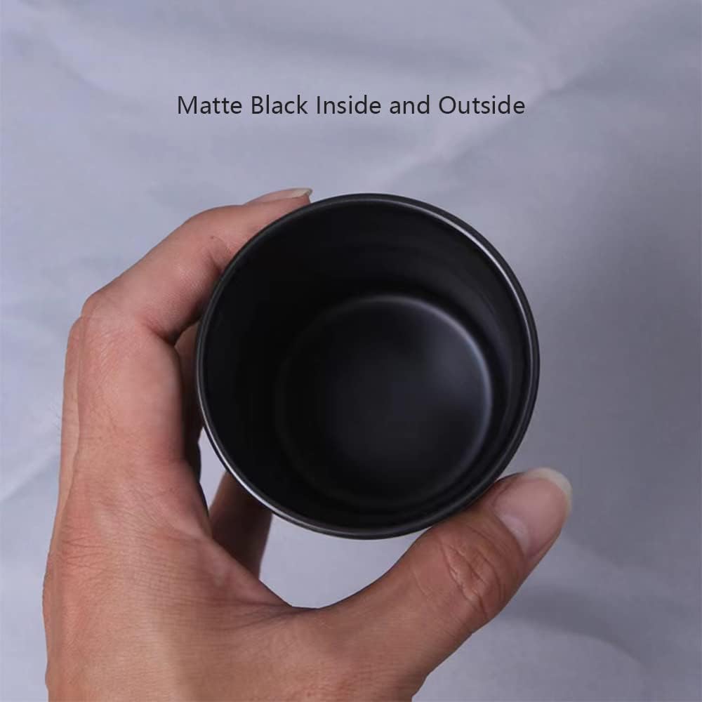 Japanese Ceramic Tea Cups, Handleless Ceramic Mugs, Simple Coffee Mugs, Solid Color Matte Glazed Tea Cups, Cups for Couples (Black)