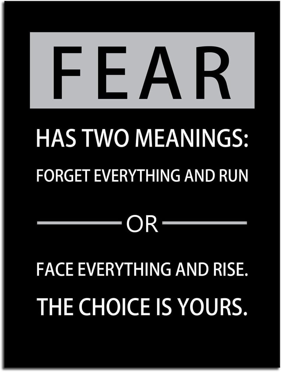 Fear Has Two Meanings Inspirational Canvas Painting Entrepreneur Quotes Motivational Wall Art Growth Poster Prints Wall Pictures for Living Room Home Decor Office Framed Ready to Hang [30''W x 40''H]