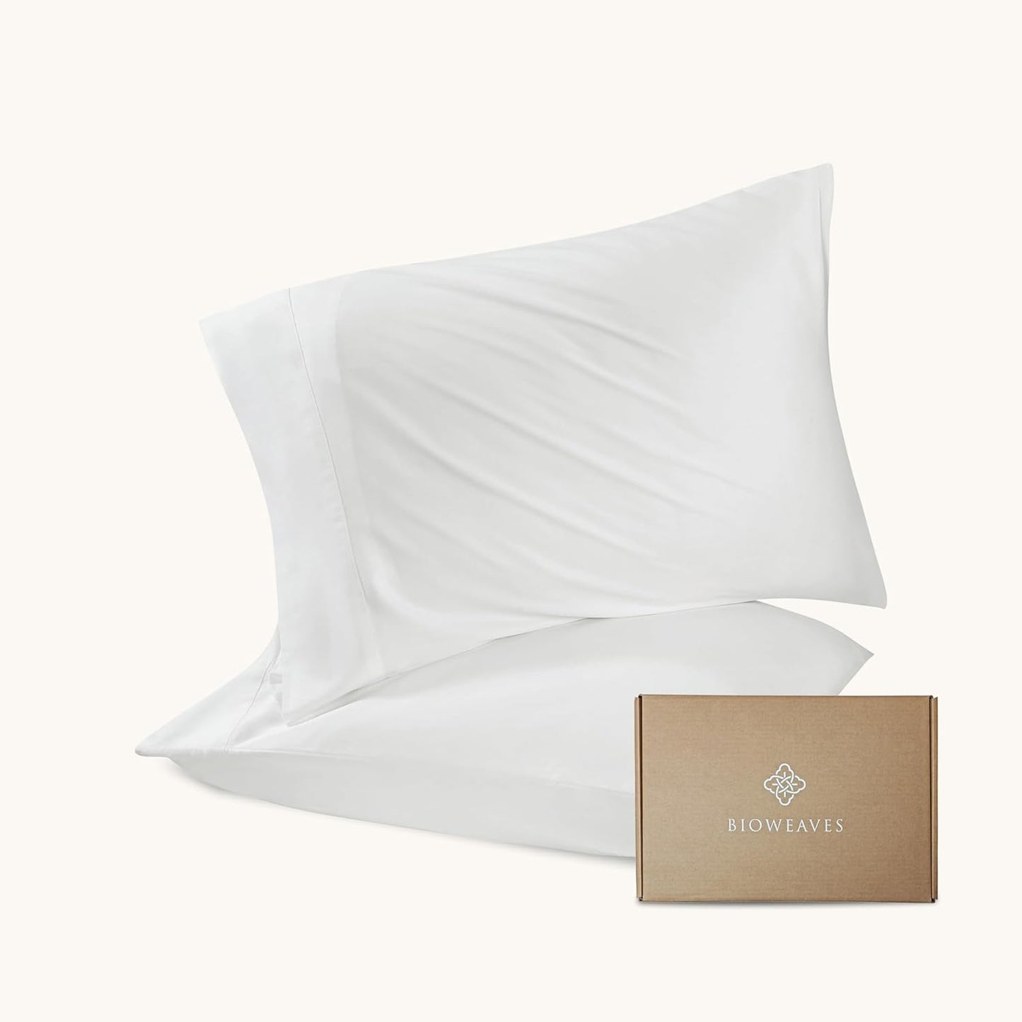 Bioweaves 100% Organic Cotton Envelope Pillow Cases 300 Thread Count Soft Sateen Weave GOTS Certified – 20 X 37, Set of 2, White