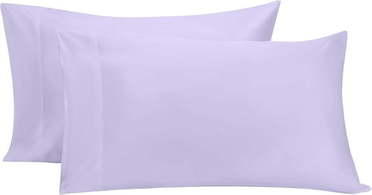 Bioweaves 100% Organic Cotton King Pillow Cases 300 Thread Count Soft Sateen Weave GOTS Certified – King Size, Set of 2, Lavender