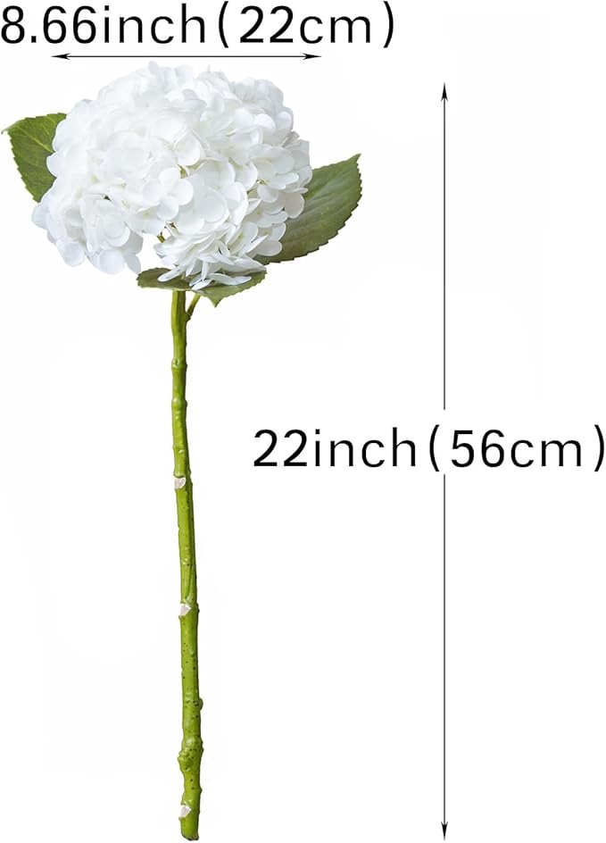 4Pcs 22'' Lifelike Artificial Hydrangea,2 White & 2 Light Purple Large Real Touch Flowers Artificial Flowers Dry Flowers Outdoor Wedding Christmas Office Family Party Living Room Table Deco