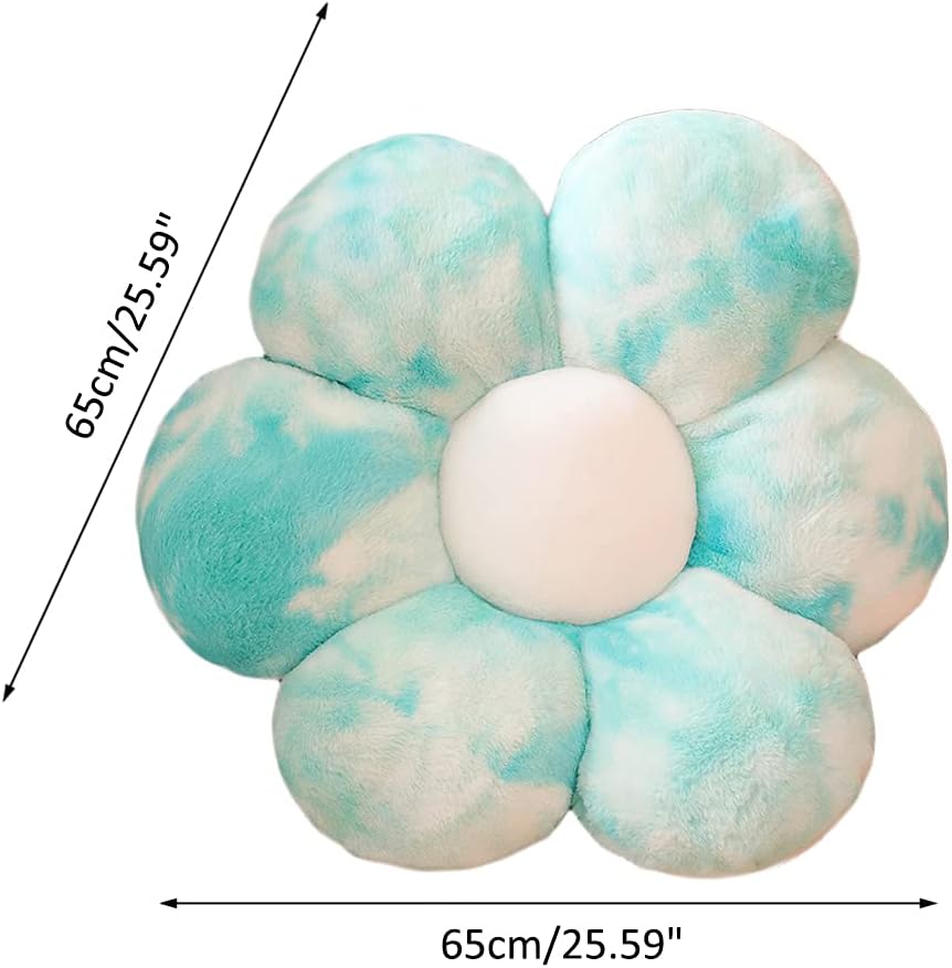 lannery Flower Plush Throw Pillows, Flower Floor Pillow Seating Cushion Toy for Reading, Room, Watching TV (25.6", Blue)